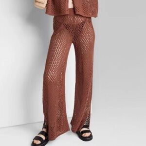 WILD FABLE size XXLARGE Crochet Open-Knit Flared Pants Dark Brown NEW rare!